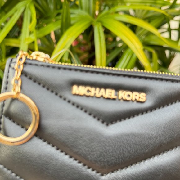 Michael Kors Jet Set Travel Small Top Zip Coin Pouch ID Key Holder Wallet Black - Picture 9 of 9